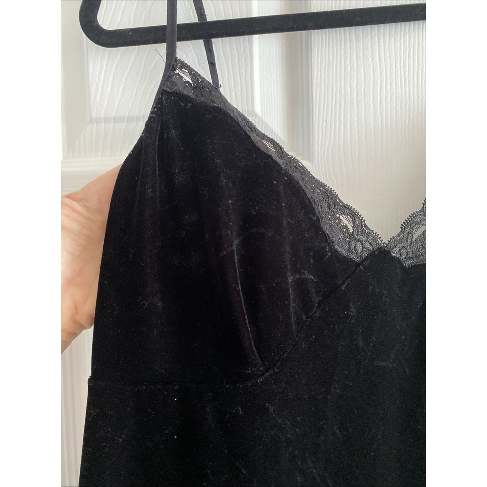 Secret Treasures Velvet Lace Trim Chemise Womens 1X Black Sleepwear Y2K Nightie - Picture 4 of 7